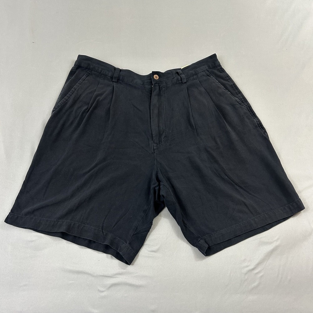 Silk Shorts 100% Mens Size 36 Caribbean Navy Pleated Tropical‎ Summer Lightweigh